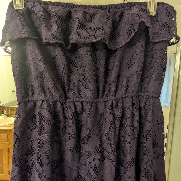 Trixxi Dark Purple Lace High-Low Dress - Picture 6 of 9